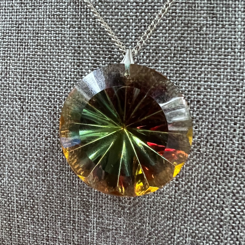 Citrine Large Crystal Pendant Necklace